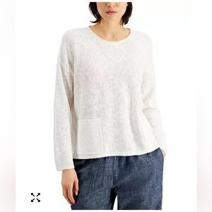 Eileen Fisher White Organic Linen Sweater Size XS